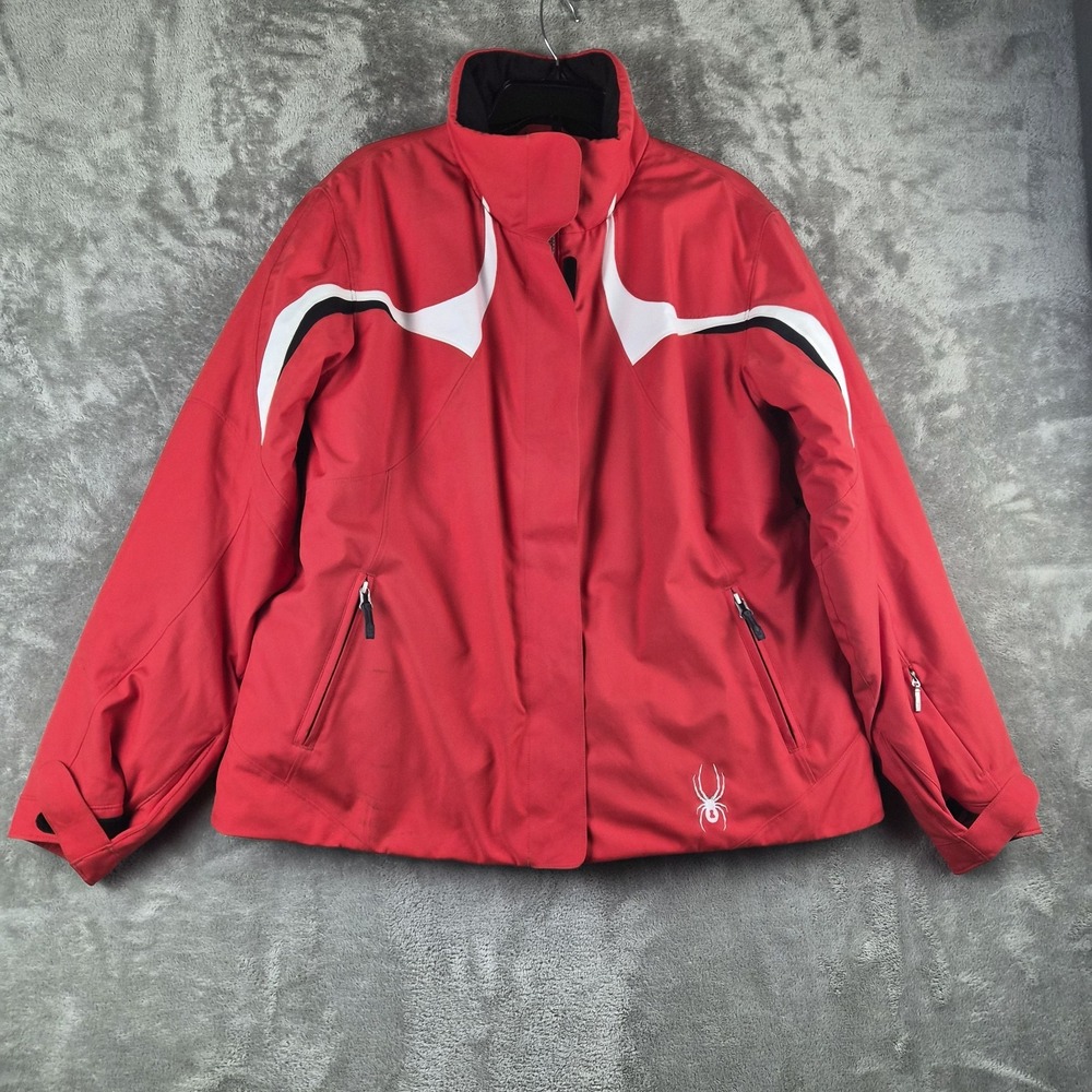 Y2K Spyder Ski Jacket Womens 18 Red White Black Full Zip Vented Snow Winter Coat